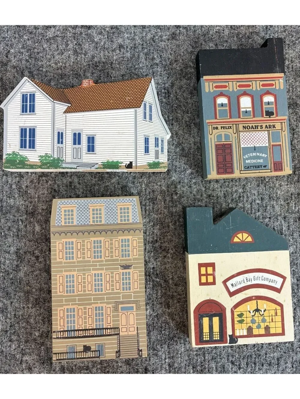1980s Cats Meow Wooden Decorative House Blocks Set of 4 #4